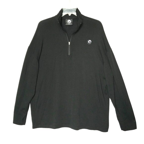 Glowing Sky Mens XXL Black Merino Wool Half-Zip Sweater Lightweight Base Layer - Picture 1 of 12